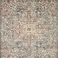 Traditional power-loomed Saban Blue Spice rug with intricate floral motifs in blue, beige, and rust tones