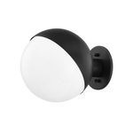 Bodie 1 Light Wall Sconce with matte black steel base and white half-globe glass shade