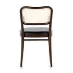 Court Dining Chair rear view displaying full cane weave back and solid dark wood legs