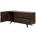 Vega Sideboard with left door open showing interior shelving and concealed hinges