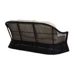 Rear view of Soho Woven Sofa showing diamond pattern wicker back and internal metal support bars