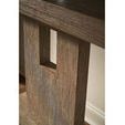 Detailed close-up of Herrero Console wood grain and rectangular cutout in central vertical support