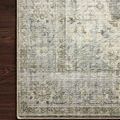 Cropped top view highlighting the intricate patterns and color variance on the rug surface
