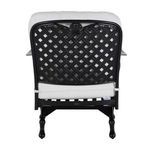 Back view showing lattice pattern with cushion tied at frame and curved legs