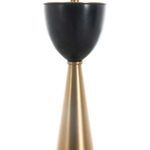 Close-up of black marble detail and matte gold base junction on Rome Matte Table Lamp