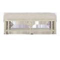 Norene Demetria Bench front view on white background showing detailed wood grain and upholstery