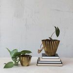 Product Image 2 for Delia Round Brass Fluted Metal Planter from Creative Co-Op
