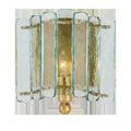 Front view of Duvernell Wall Sconce showing symmetrical glass and gold leaf frame