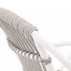 Close-up of woven rope wrapped around top backrest frame of Lido chair