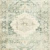 Vintage style Rosette rug in teal and ivory with intricate floral medallion pattern and plush texture