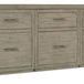72-inch Linville Falls credenza with six drawers, weathered mink oak finish, and antique pewter metal bar pulls