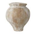 Smaller Monte Carlo vase shown frontally with wide mouth and light brown swirled glaze
