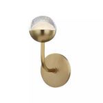 modern Boca 1 Light LED Bath Bracket in brushed brass with clear glass globe and bubble details