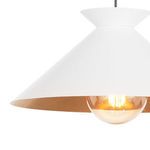 Close-up side angle showing texture and matte finish of white shade and gold interior