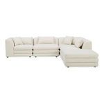 Lowtide Classic L-Shaped Modular Sectional in off-white textured fabric with layered cushions and angled back pillows