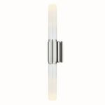 Colrain Wall Sconce glowing against a plain light background with smooth frosted effect on glass shades