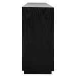 Aero Sideboard side view showcasing deep black oak veneer grain and flush edges