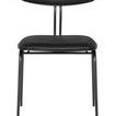 Matte black Giada Desert Dining Chair with slim steel frame, padded modern seat, and gently arched backrest