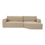 Madrid sectional sofa in beige chenille with angled wide chaise and plush removable back cushions