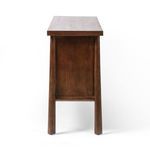 End view showcasing solid oak panel and leg design of the sideboard