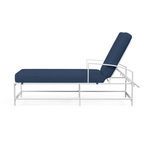 Bristol Chaise side view showing profile of adjustable backrest and straight channel legs in white