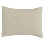 Beige rectangular cotton sham with textured diamond quilted pattern and knife-edge border