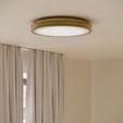Flush mount light mounted on ceiling in a minimalistic room with soft natural lighting