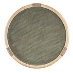 Top-down view showing textured green painted raffia top and rope details on frame