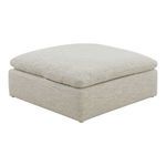 Clay ottoman angled view showing plush cushion contour and fabric texture