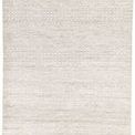 Neema hand knotted area rug in ivory and dark gray with small-scale geometric banded pattern
