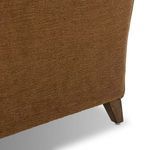 Close-up of tapered wooden rear leg on Lynne Sofa.