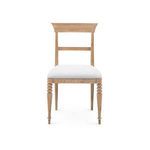 Lawrence Side Chair front view showing straight chair back and white upholstery