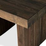 Angled close crop featuring top plank ends and the join between table top and leg slats