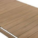 Close-up of slatted tabletop with subtle grain and matte finish