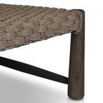 Angled close-up highlighting corner leg joinery wrapped in chunky woven rope detailing