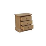 Clarence Nightstand viewed angled with all three drawers partially open showing storage space