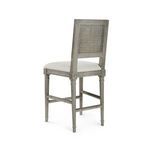 Rear angled view highlighting cane backrest and tapered legs of Annette Counter Stool