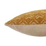 Low angled side view highlighting raised diamond embroidery and tan woven fabric back