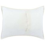 Back view showing smooth solid beige cotton fabric with a centered envelope closure