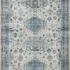 Vintage style rug with old-world medallion patterns in ivory and ocean blue hues