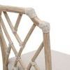 Close-up detail of Bayview Counter Stool backrest with crisscross rope design and wooden frame