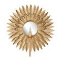 Front view of Plumage Wall Sconce with mirror and two bulb holders, highlighting leaf pattern and finish
