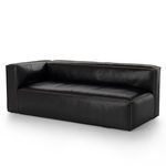 Sleek black leather left-arm facing sofa sectional with contrast brown stitching and clean Italian design