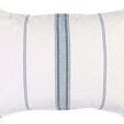Rectangular sham with classic blue and white chambray stripes in cotton, linen, and cashmere blend