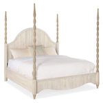 Queen-sized four-poster bed with whitewashed oak veneer, rope-wrapped posts, and curved headboard
