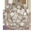 Spherical chandelier orb with silver discs shown from a slightly higher angle