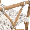 Close-up of woven white seat and bamboo frame with wrapped bindings on Tulum chair arm
