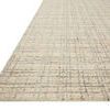Low angled side view showing pile texture and thickness of the Polly Antique Mist rug.