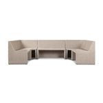 Full banquette seen from left corner angle with cushioned seats