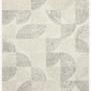 Milo Slate / Denim Rug with geometric quarter-circle patterns in tonal gray on cream wool pile